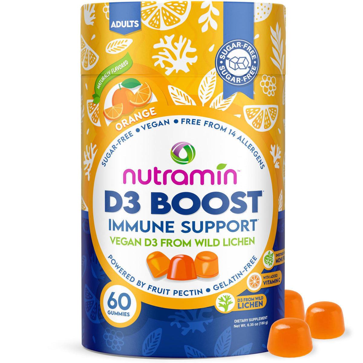 Gummies Vitamine D3 Nutracelle 2000 IU orange en pot