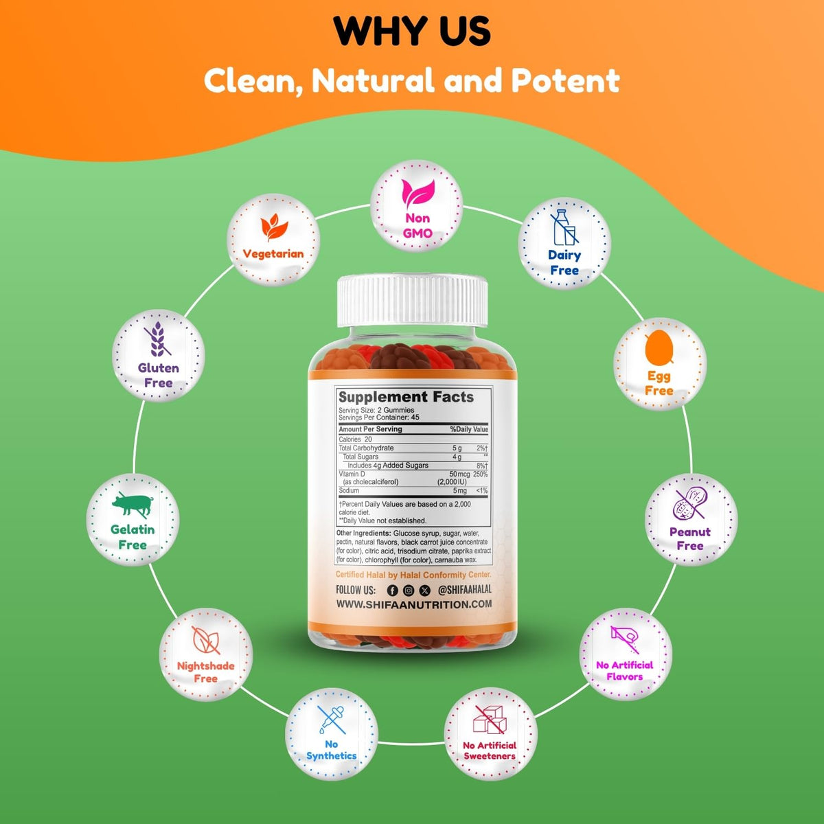 Gummies Vitamine D3 SHIFAA NUTRITION dans une main