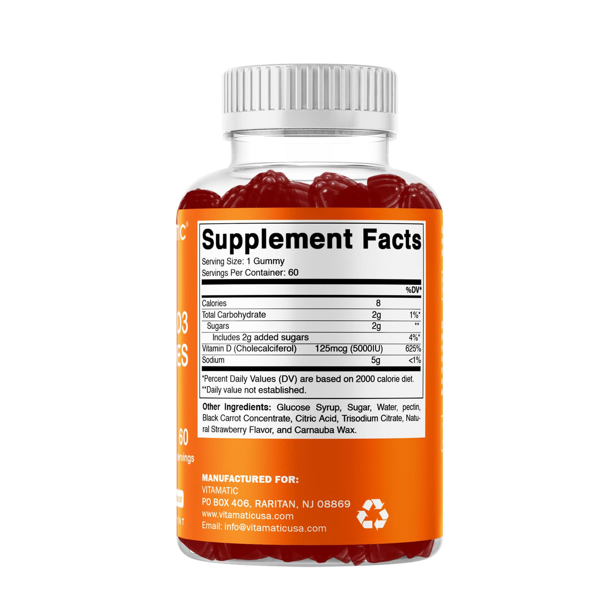 Gummies Vitamine D3 Vitamatic avec un fond naturel