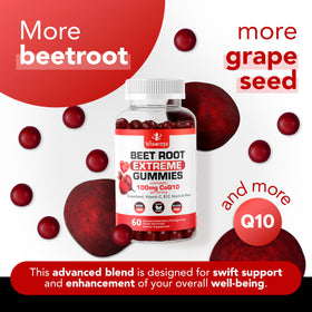 Gummies VITAMIZED CoQ10 sur une table avec des fruits