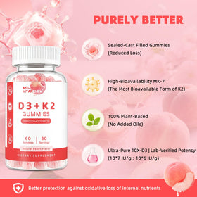 Gummies VITARENEW D3 & K2, gros plan sur les gummies