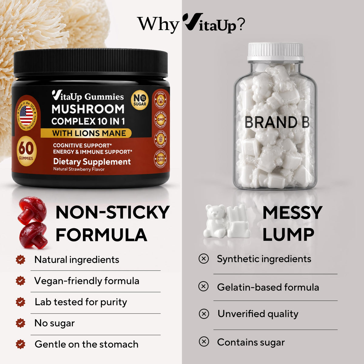 Gummies VitaUp aux Champignons dans une main