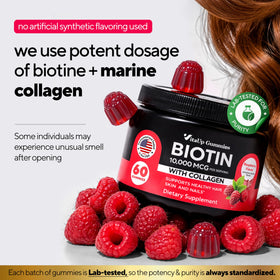Gummies VitaUp Biotine 10000mcg avec une vue de l'étiquette