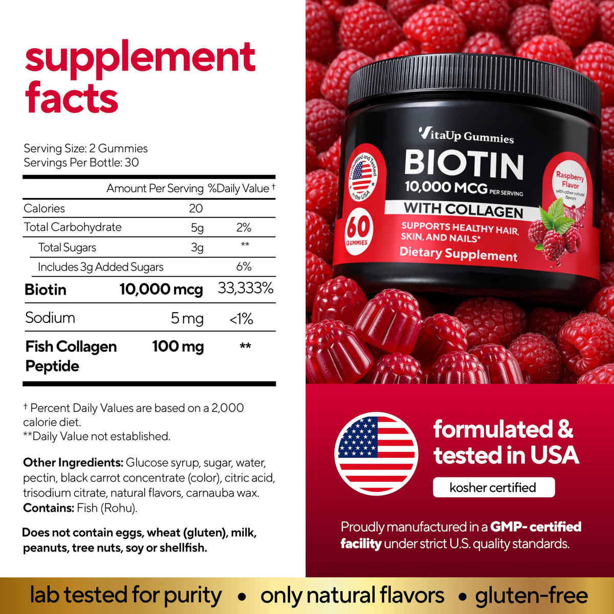 Gummies VitaUp Biotine 10000mcg montrant la texture des gummies