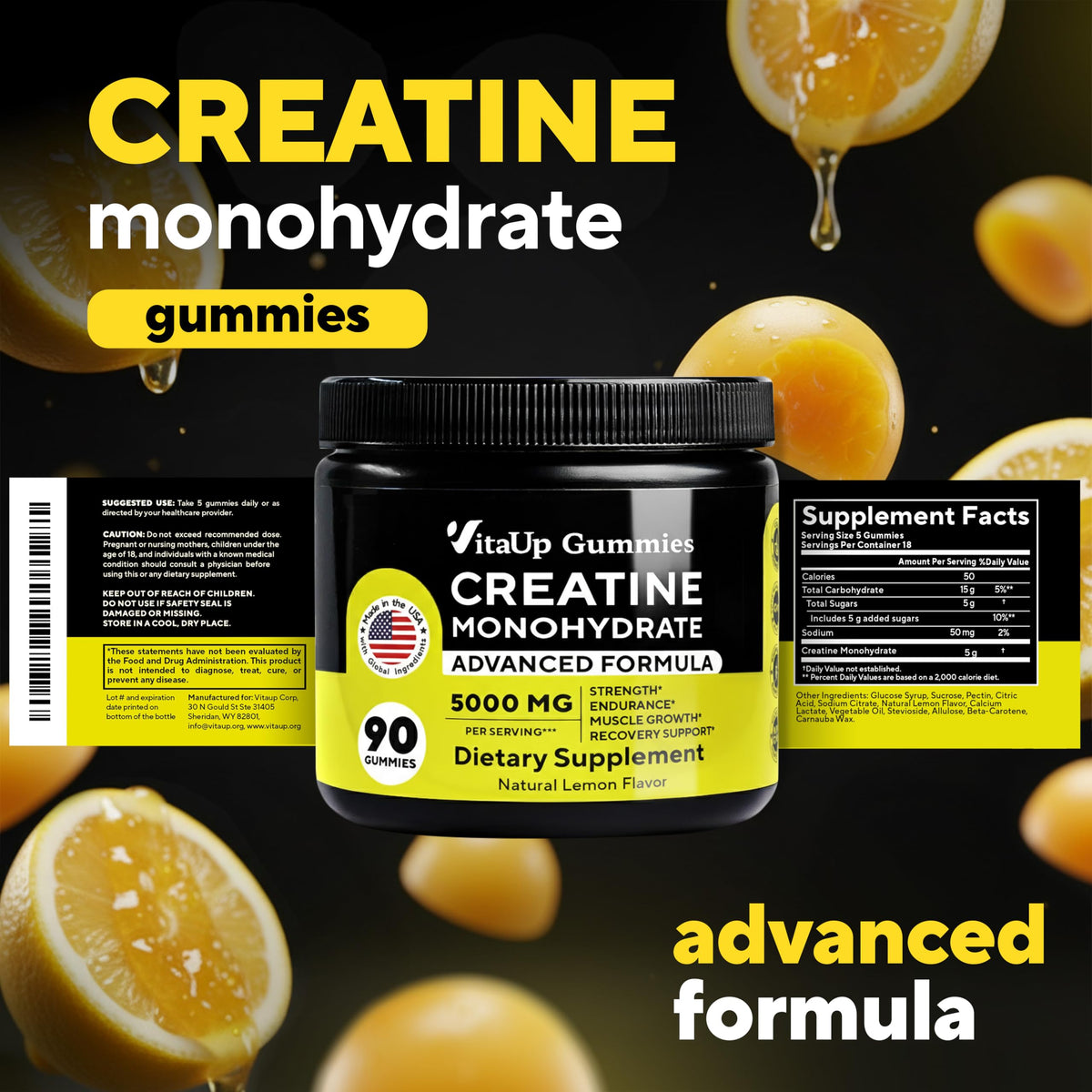 Gummies VitaUp créatine dans un bol