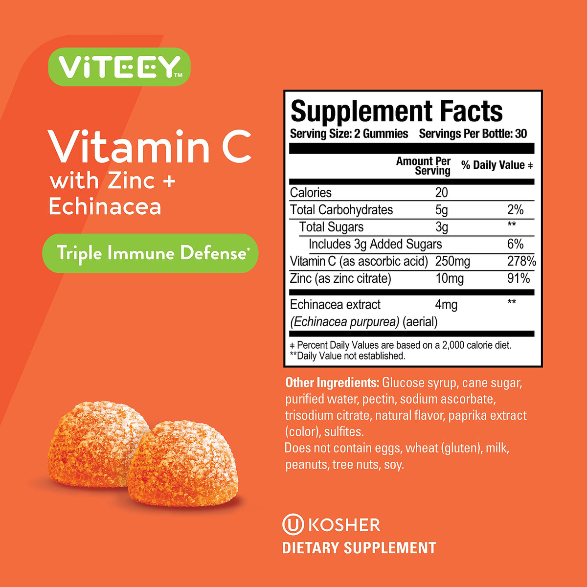Gummies Viteey à la Vitamine C couleur orange