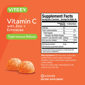 Gummies Viteey à la vitamine C, ingrédients naturels
