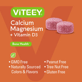 Gummies Viteey sur une table, prise en main