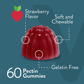 Gummies Viteey Vitamine D3 K2 sur une table avec des fruits