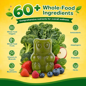 Gummies Vitrcestrs Super Greens, gummies dans une main d'enfant