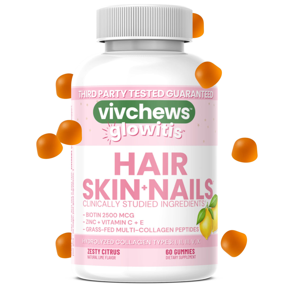 Gummies vivchews Glowitis à côté d'une coupe de fruits