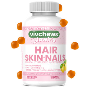 Gummies vivchews Glowitis à côté d'une coupe de fruits