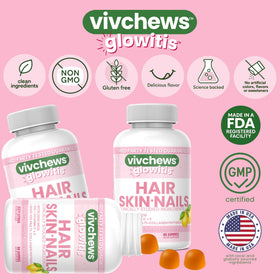 Gummies vivchews Glowitis montrant la texture et la forme