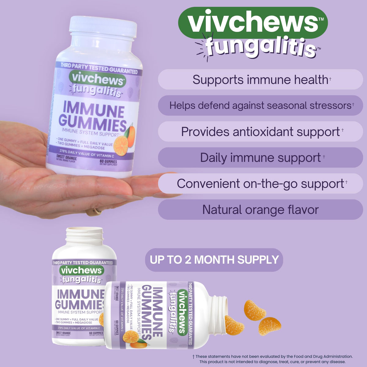 Gummies vivchews ouvertes, montrant la texture et la couleur orange
