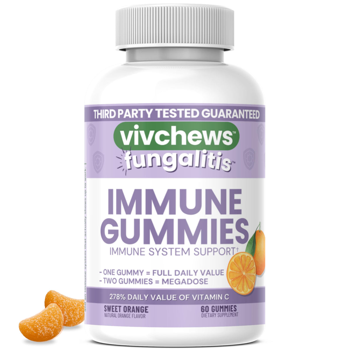 Gummies vivchews saveur orange en boîte, 250mg de Vitamine C