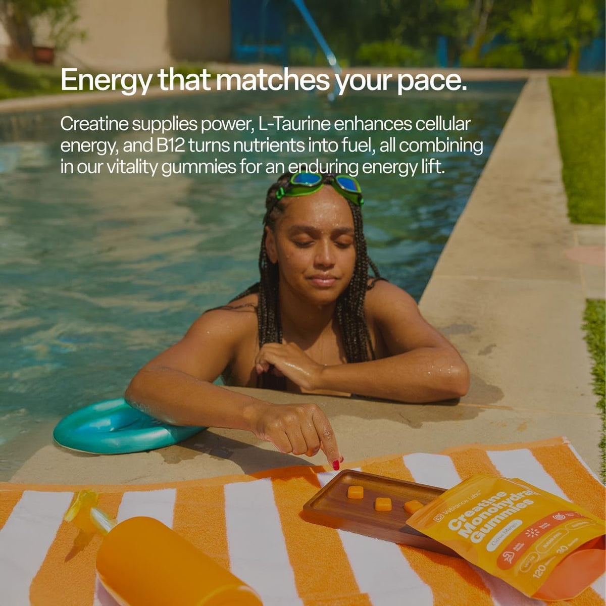 Gummies VYBRANCE LABS sur une main, format pratique