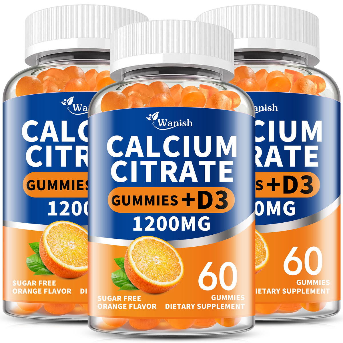 Gummies Wanish Calcium Citrate 1200mg avec Vitamine D3, vue de face