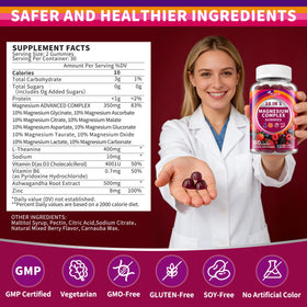 Gummies Wanish Complex Magnésium 16-en-1 avec un verre d'eau