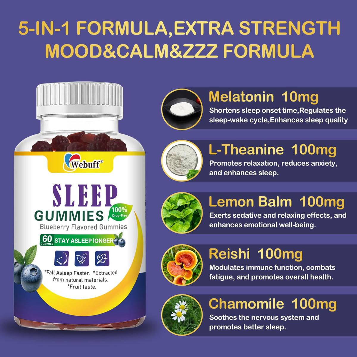 Gummies Webuff à la mélatonine 10 mg, détail de la texture