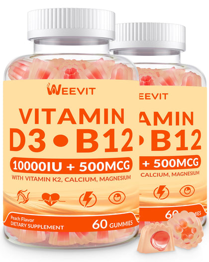 Gummies WEEVIT D3 B12 10000 IU et 500 mcg, vue de face