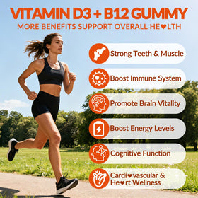 Gummies WEEVIT D3 B12 sur une table, ambiance naturelle