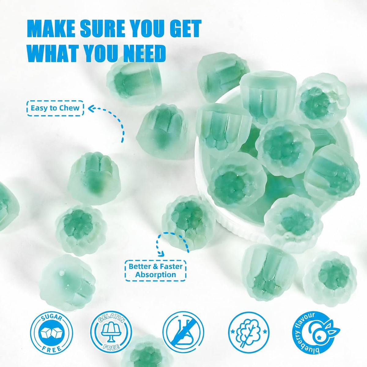 Gummies Wellcatcher Acétyl L-Carnitine 1000MG en gros plan