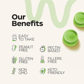 Gummies Wellneum Biotine avec un verre d'eau à côté