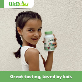 Gummies Wellvites multivitamines enfants, présentation sur une table