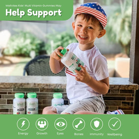 Gummies Wellvites multivitamines enfants, vue de côté