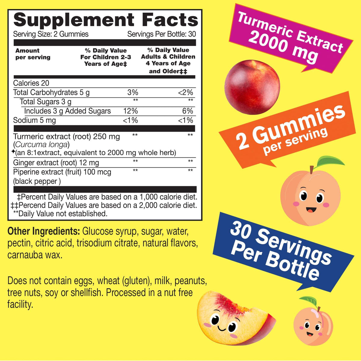 Gummies WellYeah Curcuma Curcumin avec Poivre Noir en forme de pêche