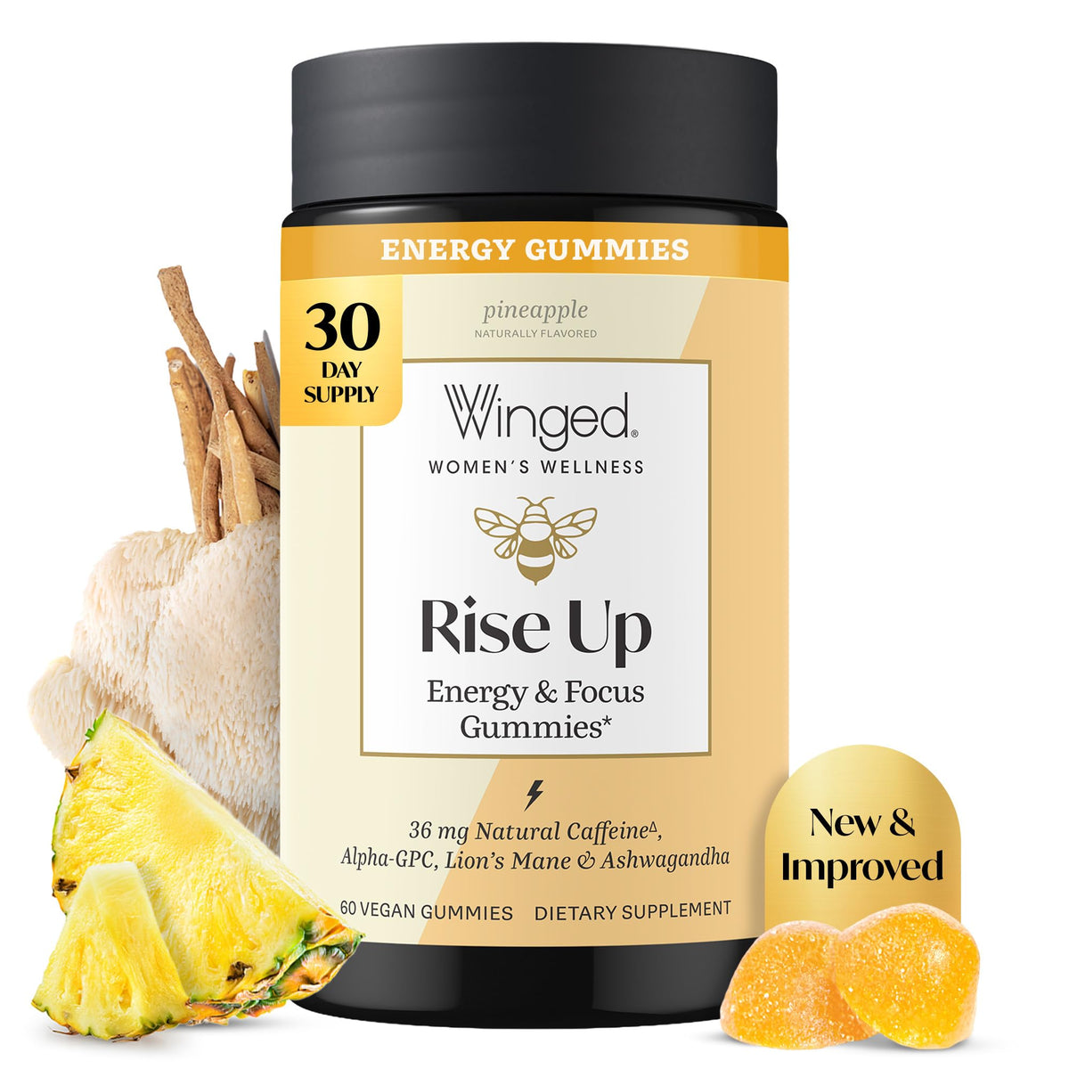 Gummies Winged Wellness Rise Up, 30 gummies dans l'emballage