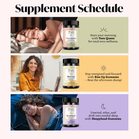 Gummies Winged Wellness Teen Queen avec des fruits frais en arrière-plan