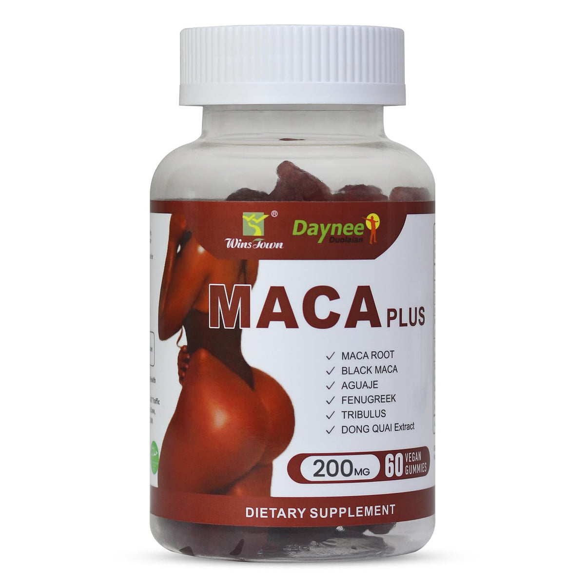 Gummies Wins Town Maca Plus 60 Ct pour femmes, vue de l'emballage
