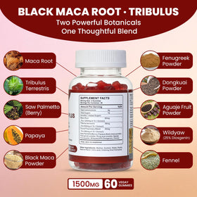 Gummies Wins Town Maca Plus, détail des ingrédients sur l'emballage