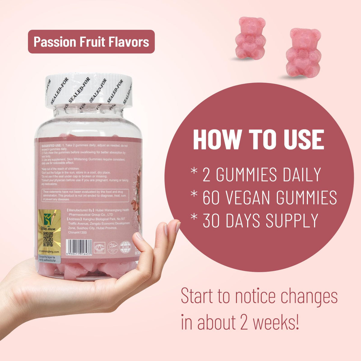 Gummies Wins Town sur un fond naturel avec des fruits