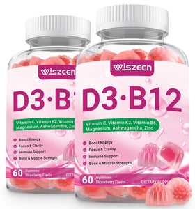 Gummies Wiszeen Vitamine D3 B12 Methylée en pot