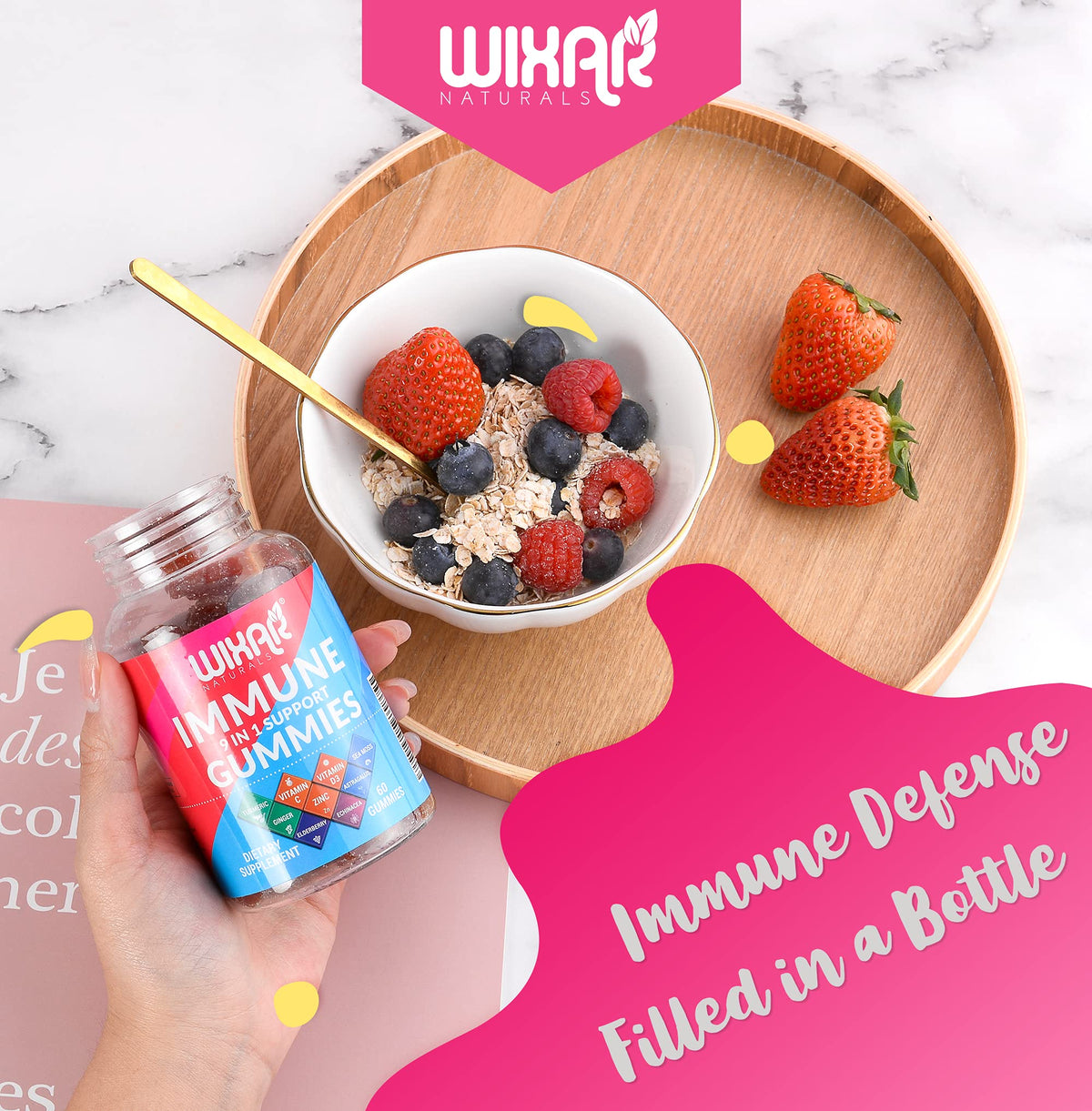 Gummies WIXAR NATURALS, présentation en portion sur une assiette