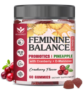 Gummies WOGORGT Équilibre Féminin 60 Ct, pot ouvert avec gummies