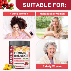 Gummies WOGORGT Équilibre Féminin 60 Ct, prise de gummies dans la main