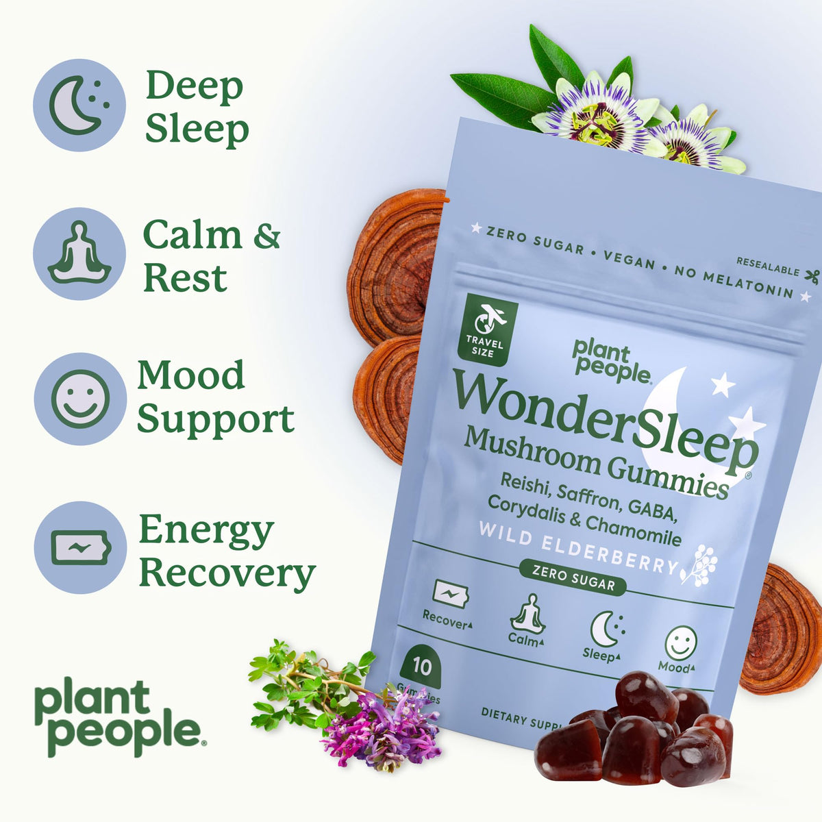 Gummies WonderSleep Plant People ingrédients sur l'emballage