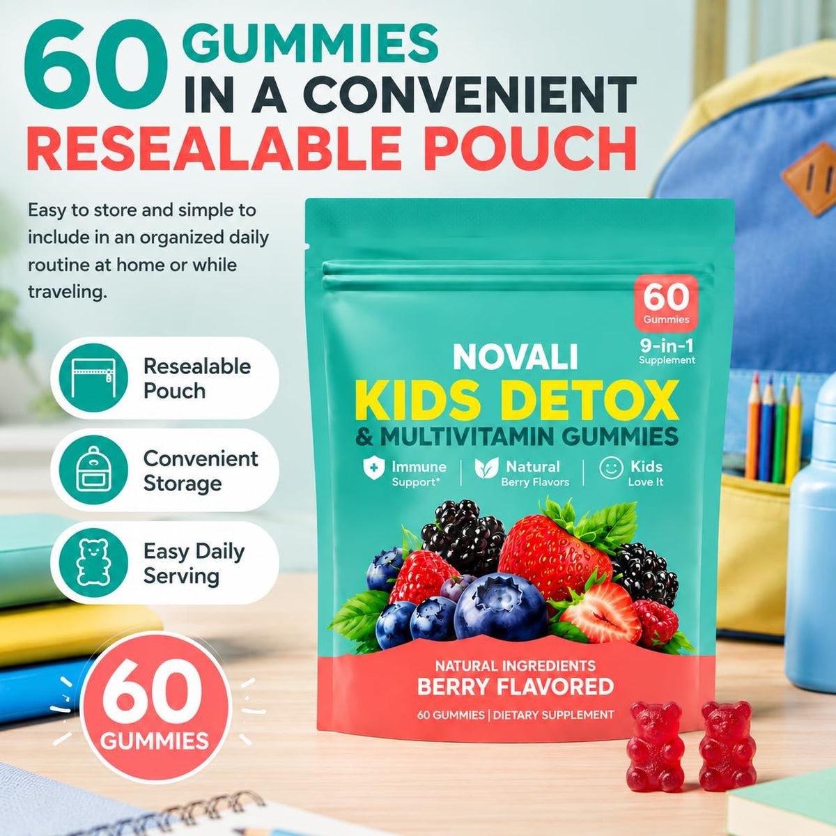 Gummies X.O. GOLD-888 avec vue rapprochée des vitamines