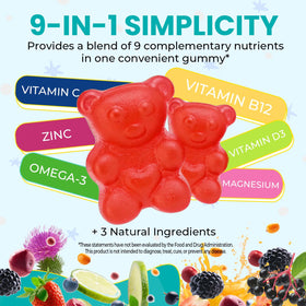 Gummies Xaarty pour enfants avec informations nutritionnelles sur l'emballage