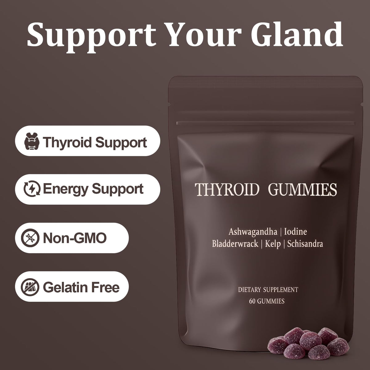 Gummies XGZcosmetics pour la thyroïde, texture et couleur