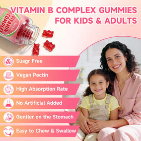Gummies XIAAN Complexe de Vitamines B 120 Gummies Framboise sur une table