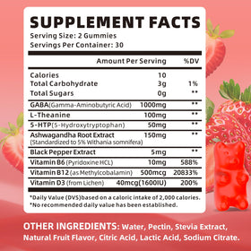 Gummies XIAAN GABA 1000mg avec informations nutritionnelles