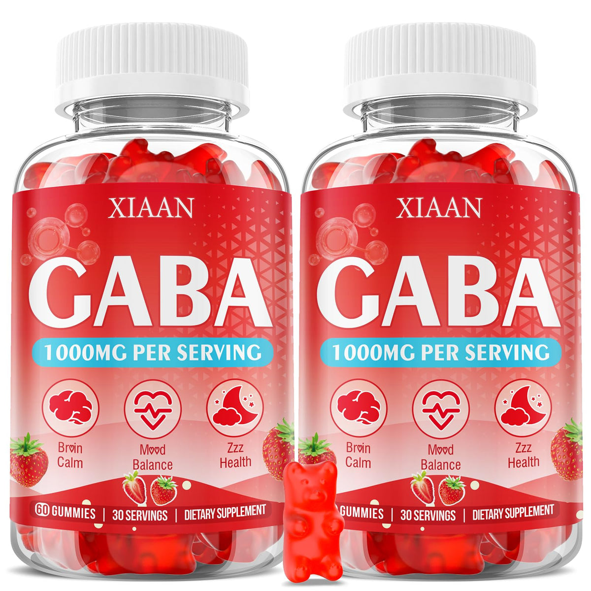 Gummies XIAAN GABA 1000mg saveur fraise vue de face