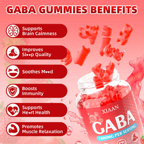 Gummies XIAAN GABA 1000mg sur une assiette