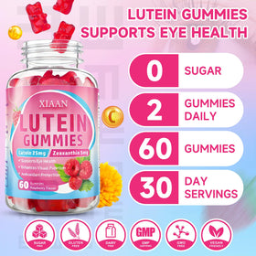 Gummies XIAAN Luteine et Zeaxanthine sur un fond coloré