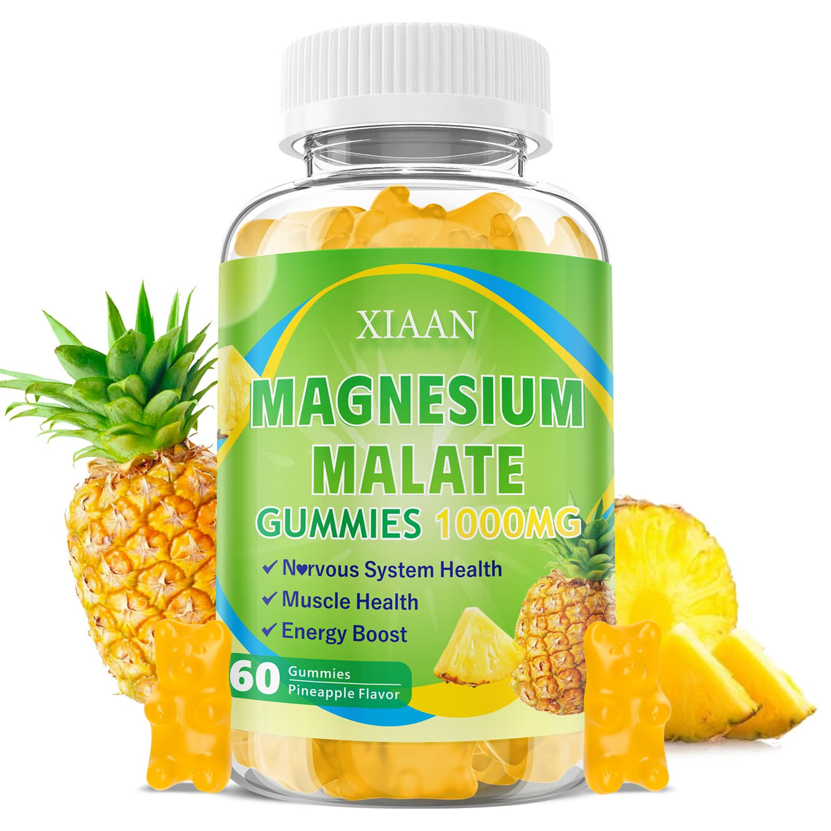 Gummies XIAAN Magnésium Malate 1000mg vue avant avec emballage