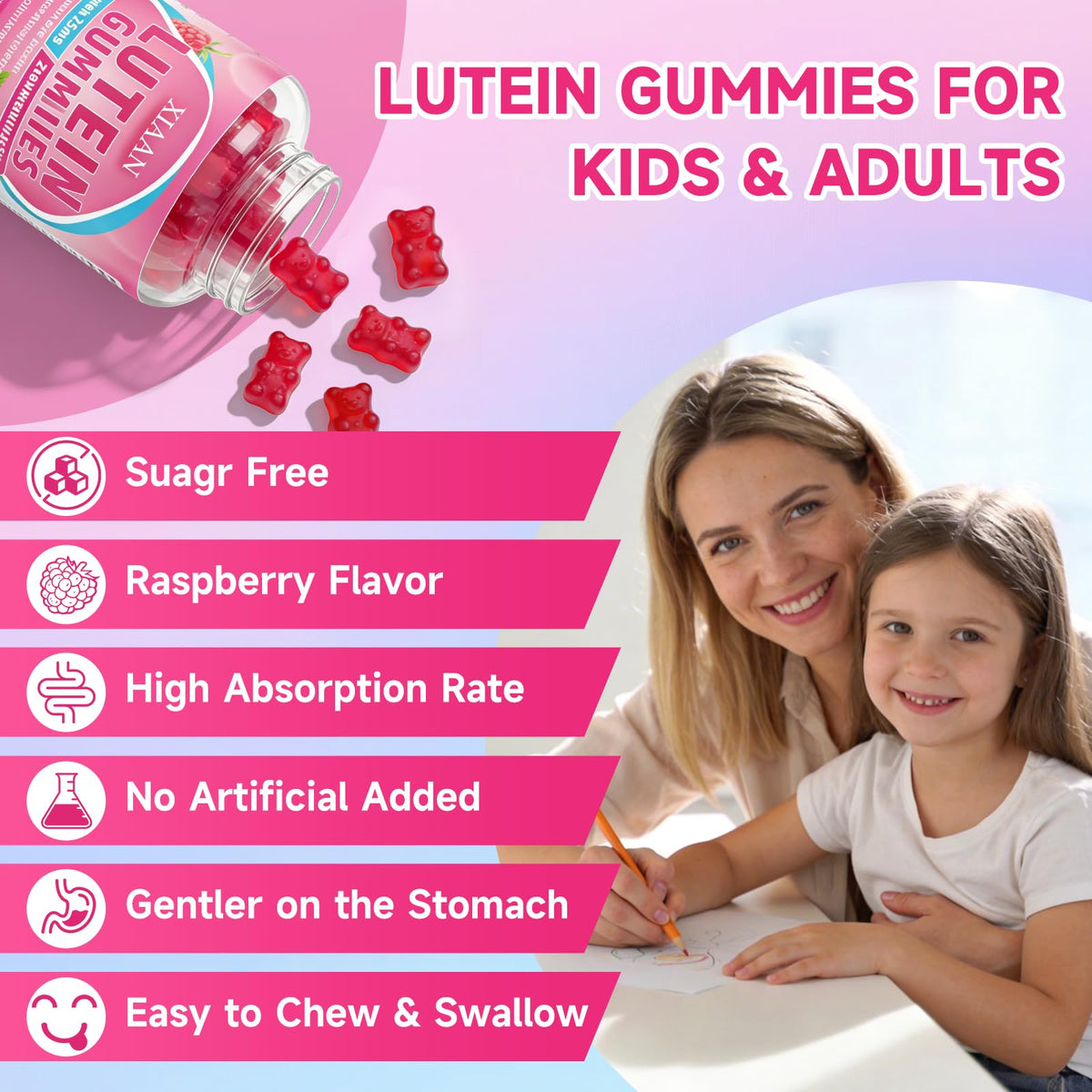 Gummies XIAAN sur une cuillère avec des baies
